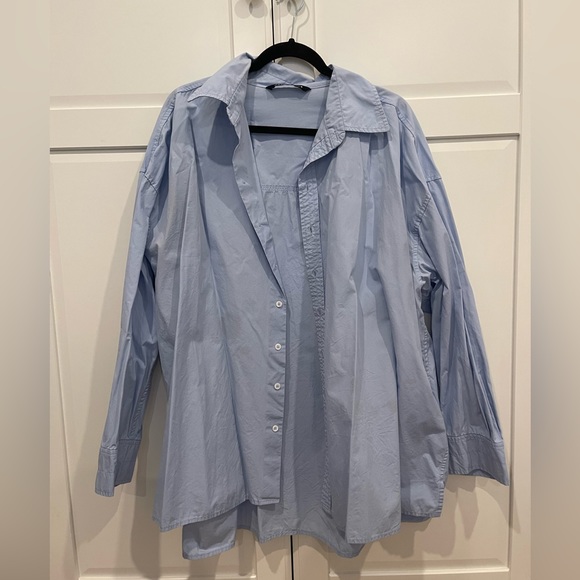 Zara Oversized Cotton Button Up Shirt - Picture 2 of 9